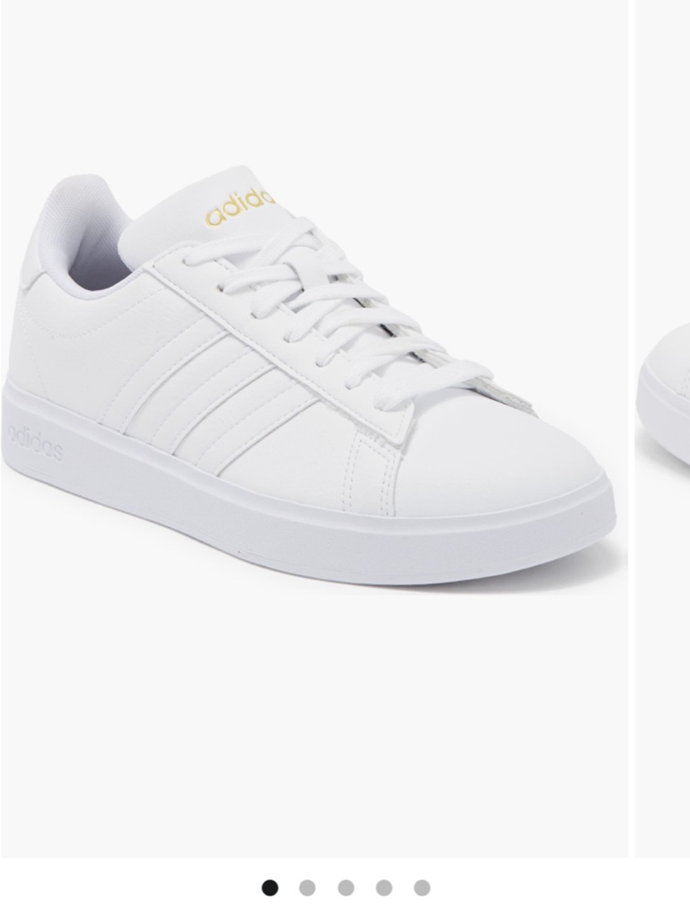Adidas White Low-Top Sneakers with Gold Branding